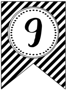 Banner flag with black and white stripes and number -9