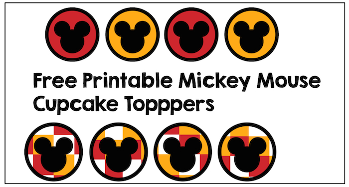 Mickey Mouse Cupcake Toppers free printable. Print these Mickey Mouse cupcake toppers for your Disney birthday party. Just print and cut. So easy!