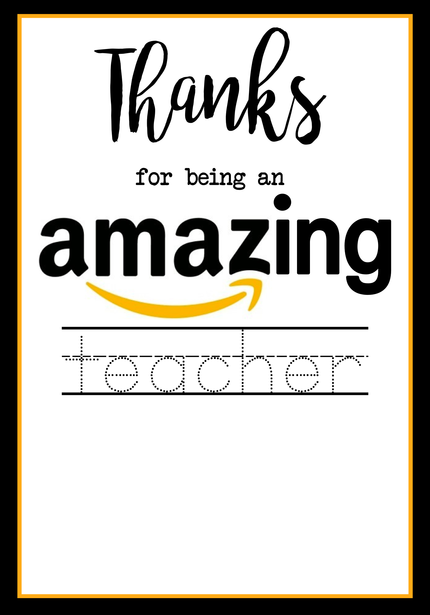 Teacher s Appreciation Printed Card To An Amazing Teacher Paper Paper 