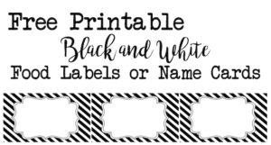 Black and White Food Labels or Name Cards. Use for graduation, halloween, an over the hill party, a black and white wedding. These are elegant and versatile.