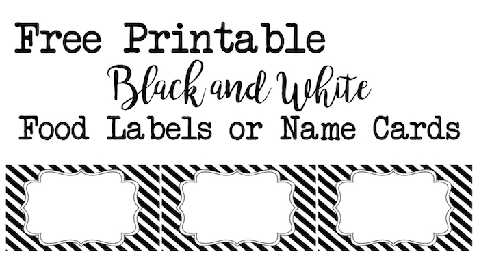 Black & White Food Labels or Name Cards. Use for graduation, halloween, an over the hill party, a black and white wedding. These are elegant and versatile.