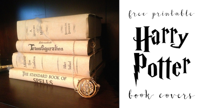 Harry Potter Book Covers Free Printables. Print these for your Harry Potter Hogwarts themed party for easy decor. Fun and cheap Harry Potter decorations.