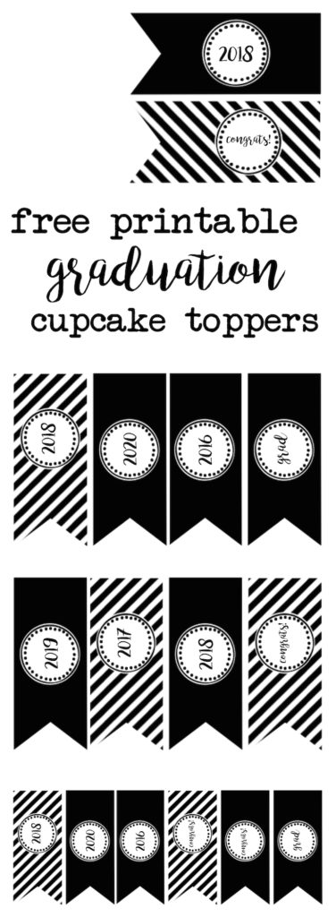 Graduation Cupcake Toppers Free Printable - Paper Trail Design