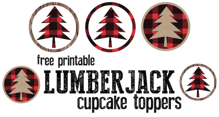 Lumberjack cupcake toppers free printable for your lumberjack themed birthday party or baby shower. Print these and our other free printables to add easy decor to your party. 