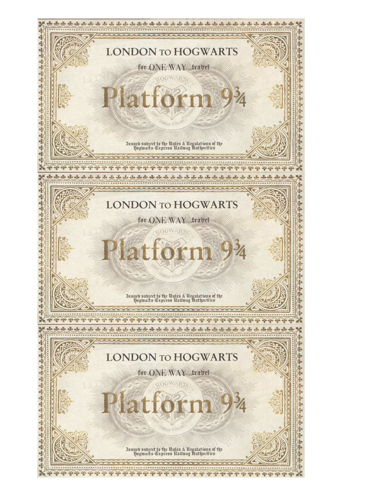 Hogwarts Harry Potter Ticket Invitation