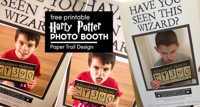Kids holding DIY have you seen this wizard poster with text overlay- free printable Harry Potter photo booth
