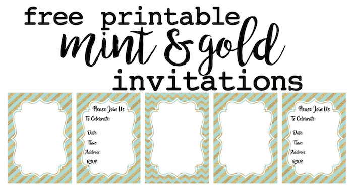 Mint and Gold invitation free printable. Customize these invitations for your wedding, bridal shower, baby shower, or mint and gold theme birthday party. Easy instructions on how to customize them.