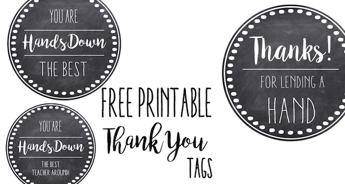 Thank You & Teacher Appreciation Tags Free Printable card. Attach to hand soap, hand lotion, a pedicure gift certificate, hand sanitizer, nail polish, or a fancy bar of soap.
