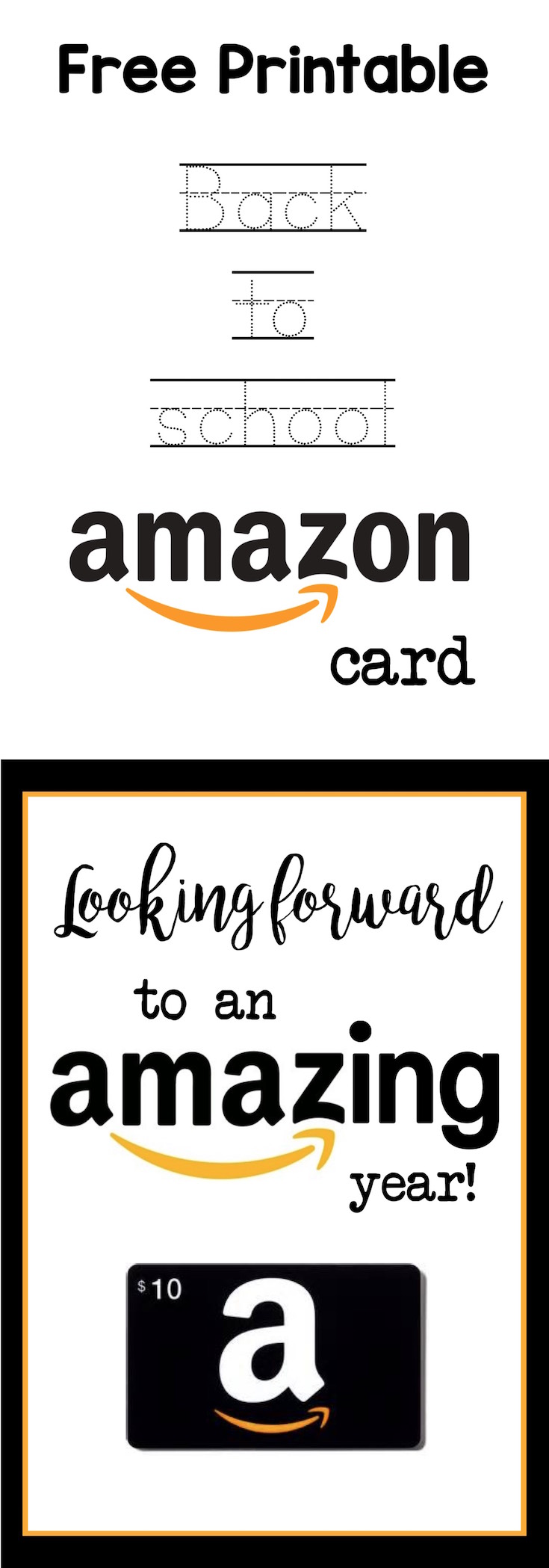 Back to School Teacher Amazon Card free printable. Easy and cute teacher gift for the beginning of the school year. Give your child's teacher this amazon card on the first day of school.