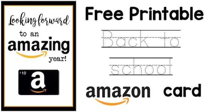 Back to School Teacher Amazon Card free printable. Easy and cute teacher gift for the beginning of the school year. Give your child's teacher this amazon card on the first day of school.