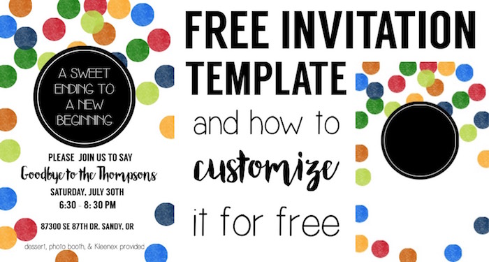 Colorful Party Invitation Free Template. Customize this invite easily with free online software and our tutorial. Cute rainbow color polka dots.