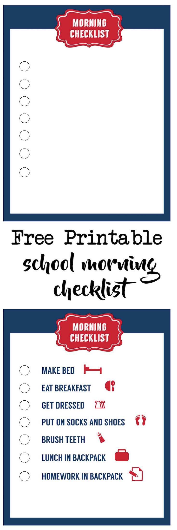 School morning routine checklist free printable. Help your kids get ready for school faster with this free printable checklist for the morning routine. Or edit out blank list for your own custom checklist.