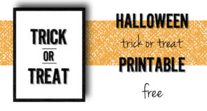 Halloween Trick or Treat Free Printable. Print this wall art decor for a fun festive and spooky Halloween. Cute and easy Halloween decoration.