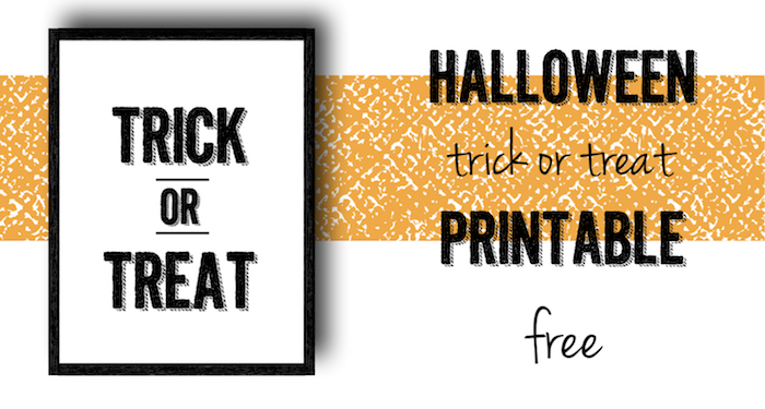 Halloween Trick or Treat Free Printable. Print this wall art decor for a fun festive and spooky Halloween. Cute and easy Halloween decoration.