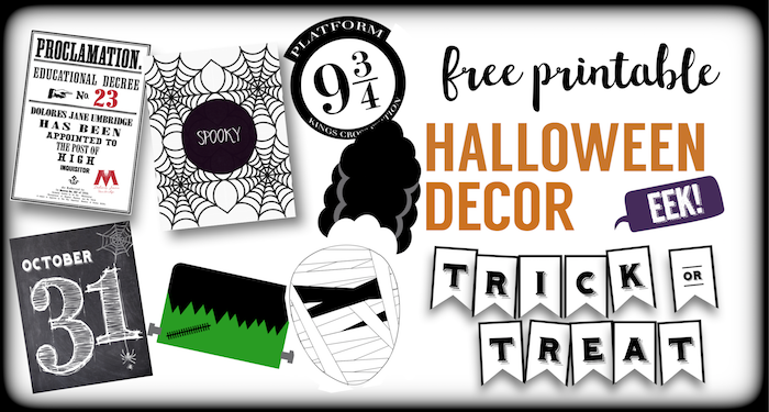 12 Halloween free printables for your Halloween decor. Have fun decorating this Halloween season with different Halloween banner, photo booth, art prints, and more easy Halloween decorations.