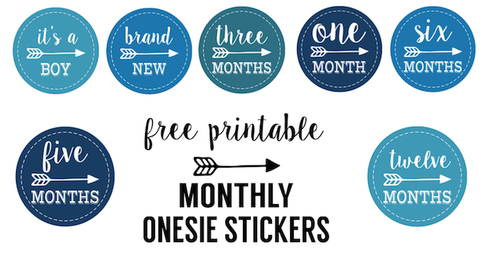Baby Boy Monthly Onesie Stickers Free Printable. Print these baby boy labels on sticker paper and take a picture of your child each month as they grow. Makes a great baby shower gift.
