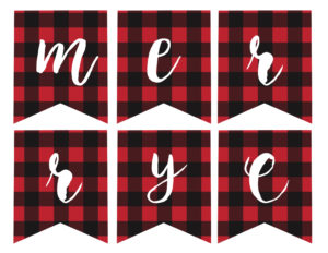 Free Printable Merry Christmas Banner. This Lumberjack flannel print banner makes the perfect rustic Christmas decor for the holidays. Just print, cut, and hang. Easy Christmas decor!