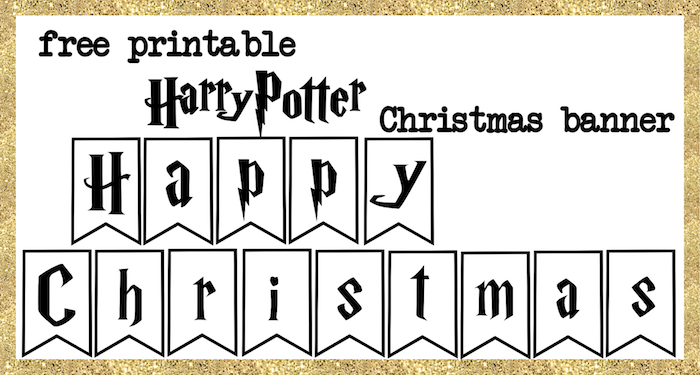 Harry Potter Christmas Decor Banner. This easy DIY Harry Potter Happy Christmas banner is perfect for a Harry Potter Christmas Party. Happy Christmas Harry Potter.