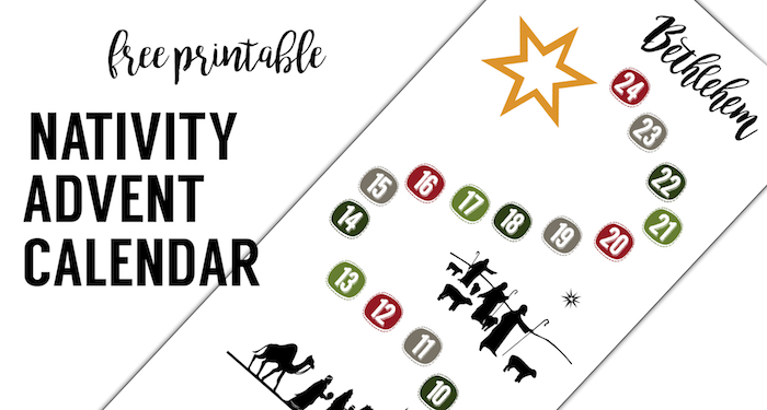 Free Advent Calendar Printable. This DIY Nativity Advent calendar is so easy! Just print this easy advent calendar nativity and let Mary and Joseph make their way to Bethlehem. 