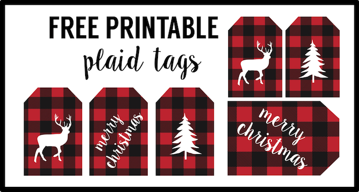 Rustic Christmas Tags Free Printable. Buffalo plaid Christmas tags to print for free. Add these free printable rustic tags to make your gift wrap look super cute!