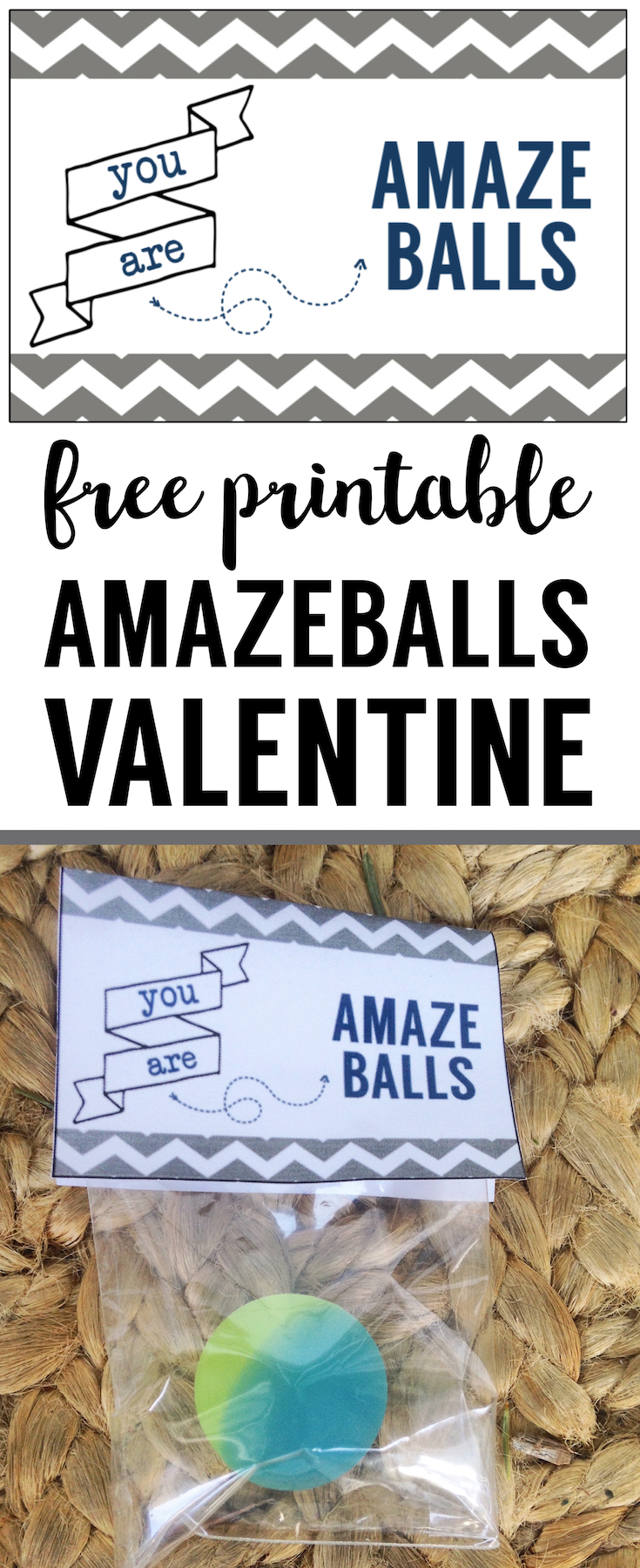 Amazeballs bouncy ball valentine printable. This DIY free printable bouncy ball valentine is an easy valentine for kids to give out this Valentine's Day. 