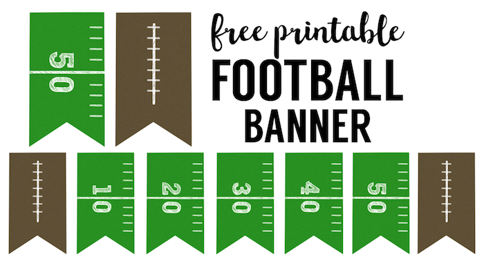 Football Banner Free Printable. Free printable football decorations. This DIY football banner printable is easy and simple for your super bowl party or kids football party. 