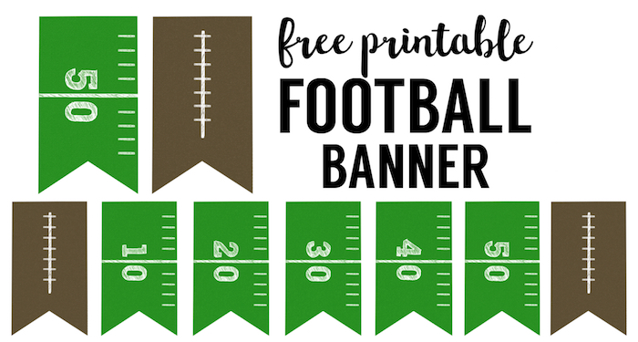 Football Banner Free Printable. Free printable football decorations. This DIY football banner printable is easy and simple for your super bowl party or kids football party.