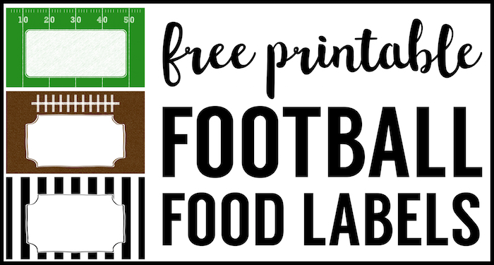 Football Food Labels free printable. DIY football party decorations for your super bow party, football team party, football birthday party, or baby shower.