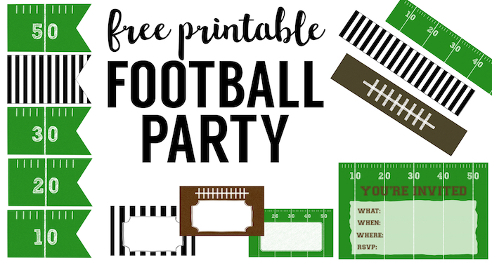 Free Printable Football Decorations {Football Party}. DIY cheap football party decorations for a super bowl party, football team party, birthday party, or baby shower.