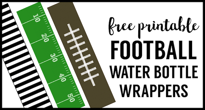 Football water bottle labels free printable. Cheap football party decorations for a superbowl party, football team party, football birthday party, or football themed baby shower. 