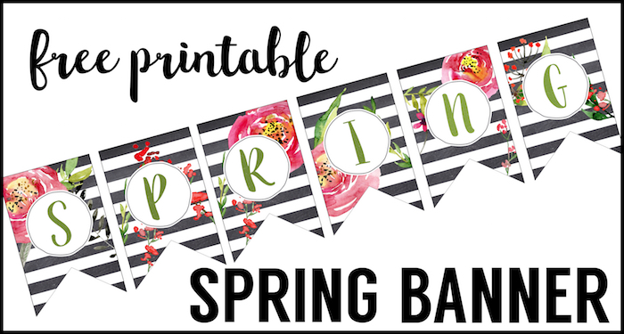 Spring Banner Printable {Spring Decorations}. These DIY cheap spring decorations are easy and free. Just print cut and hang this watercolor flower banner.