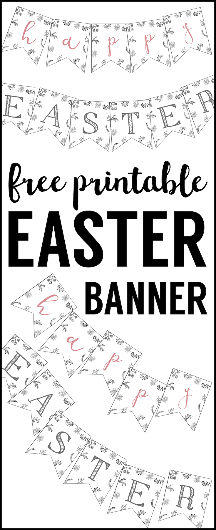 Happy Easter Banner Printable. This Happy Easter banner free printable is fun easy DIY decor for this Spring. Cute Easter Decorations. 