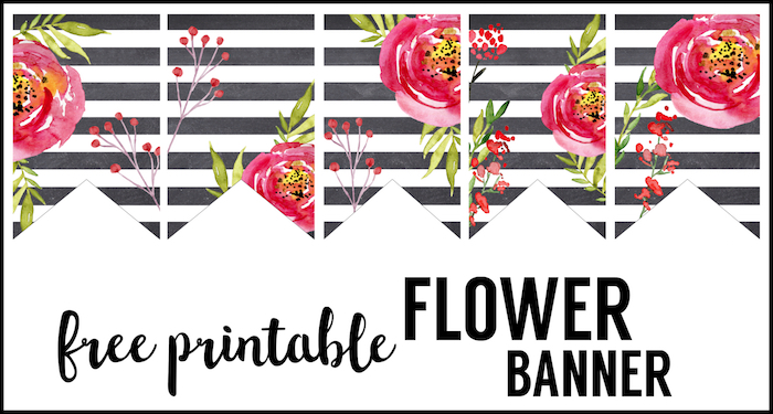 Watercolor Flower Banner Free Printable. Print this spring floral banner for your baby shower, spring decor, bridal shower, wedding decorations, or birthday party.