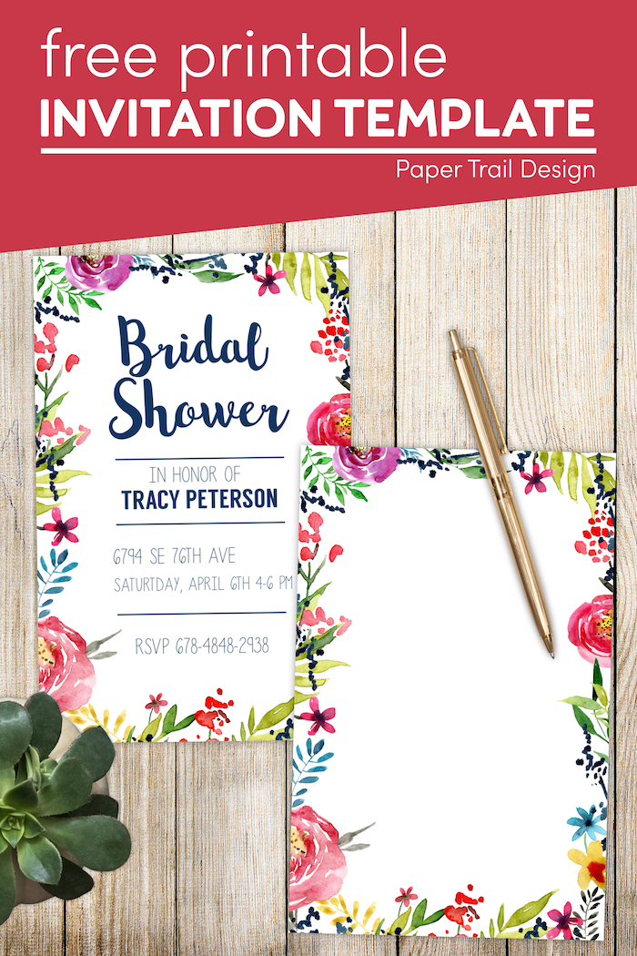Floral Borders Invitations {Free Printable Invitation Templates ...