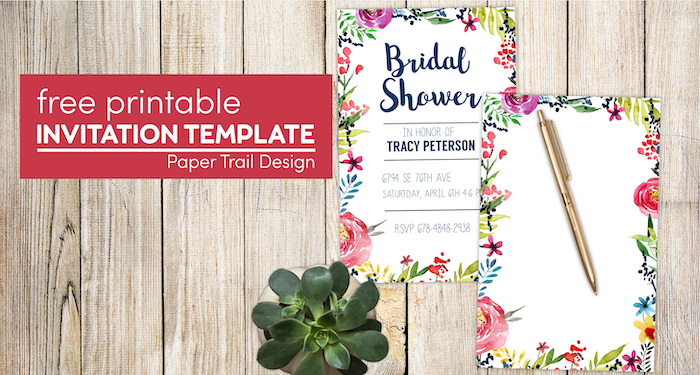 Invitation with flowers around the edges with text overlay- free printable invitation template