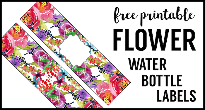 Spring Water Bottle Labels Free Printable. Flower Water Bottle wrappers for a floral baby shower, birthday party, or bridal shower.