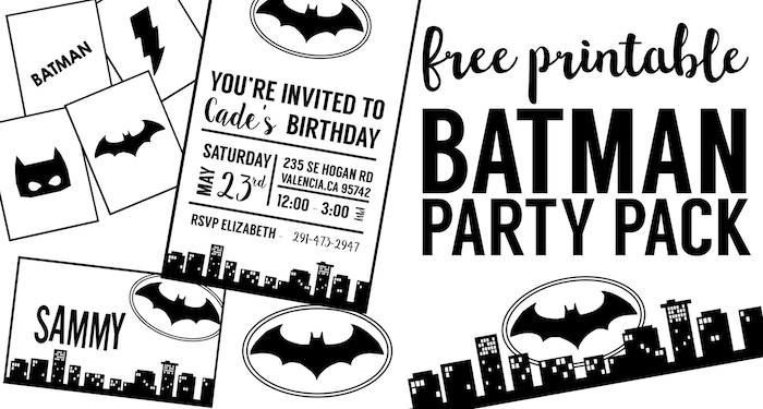 Free Batman Party Printables for a DIY Batman Birthday party, Halloween party, baby shower. Easy cheap Batman party decor. Batman party free printables.