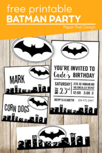 Batman party printables with text overlay- free printable Batman party
