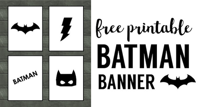 Batman Party Banner Free Printable. Easy decor for a Batman birthday party. Cheap DIY Batman party supplies. Batman party accessories.