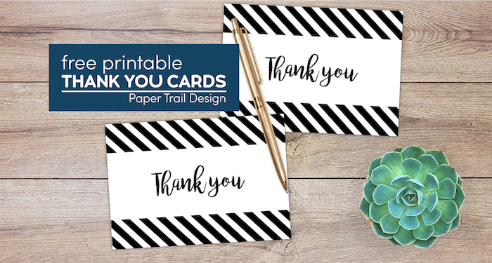 free printable thank you cards with pen and succulent with text overlay- free printable thank you cards