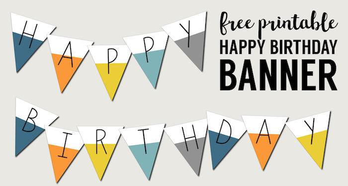 Free Printable Happy Birthday Banner. Dip dye happy birthday banner free printable party decor. Birthday sign print out for birthday party. 