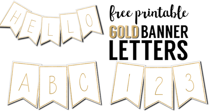 Free Printable Banner Letters Template. These gold free printable letters for banners are a great DIY to customize a banner for a birthday party, wedding, bridal shower or baby shower.