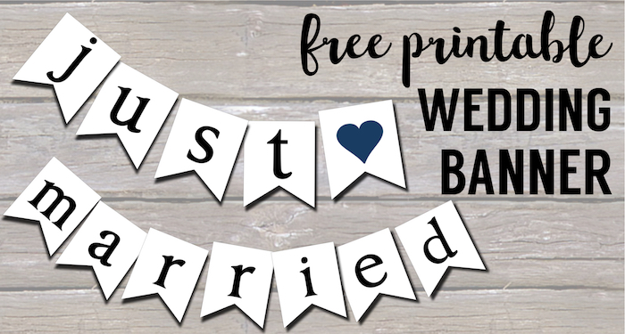 Free Printable Just Married Banner. Free printable Wedding banner printable makes for fun wedding photo props or easy DIY just married car signs.