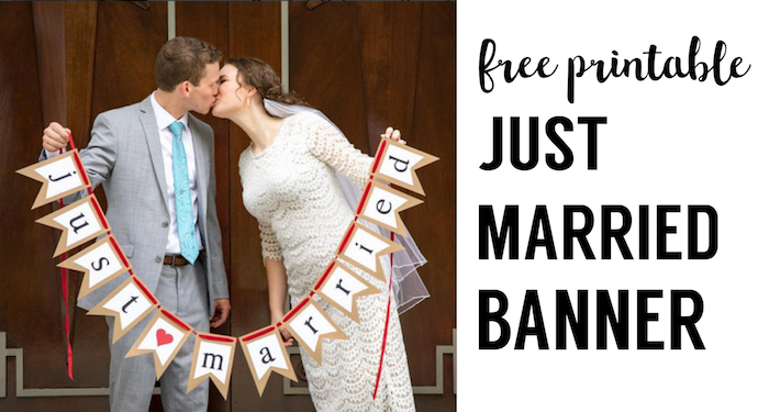 Free Printable Just Married Banner. Free printable Wedding banner printable makes for fun wedding photo props or easy DIY just married car signs.