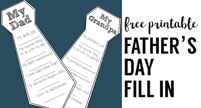 Father's Day Free Printable Cards. DIY Father's Day fill in cards are a great father's day craft. Easy Father's Day homemade gifts for Dad and Grandpa.