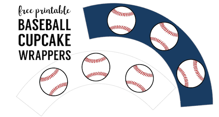 Baseball Cupcake Wrappers Free Printable. Easy DIY baseball cupcake wrappers for a baseball birthday party, baseball baby shower, baseball team party, or Father's Day.