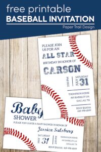 baseball party invitations with text overlay- free printable baseball invitation