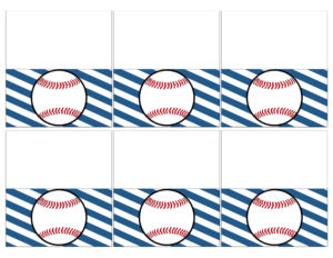 Baseball Place Card Holders Free Printable. Easy DIY Baseball decorations for a baseball birthday party, baseball baby shower, world series party, or team party.