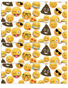 Emoji Water Bottle Labels Free Printable. Wrapper for beverages at an Emoji birthday party, baby shower, or bridal shower. Easy DIY emoji party decor. 