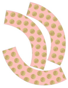 Pink & Gold DIY Cupcake Wrappers Free Printable. Pink and gold polka dot cupcake decor for a wedding, bridal shower, baby shower, or birthday party.